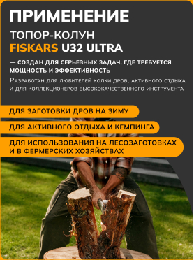 Топор-колун 2,35 кг FISKARS U32 Ultra 