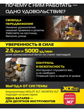 Перфоратор аккумуляторный MOLOT CRH 1814 XLT Lite