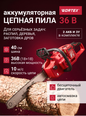 Пила цепная аккумуляторная WORTEX CEC 3536-2  ALL1 XLT SET 
