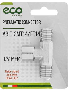 Переходник T-образный внутренняя резьба 1/4" наружная резьба 1/4" x2 ECO 