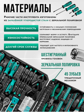 Набор инструментов 1/4", 3/8"  6 граней 168 предметов ВОЛАТ 