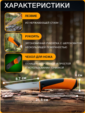 Нож общего назначения FISKARS с точилкой 