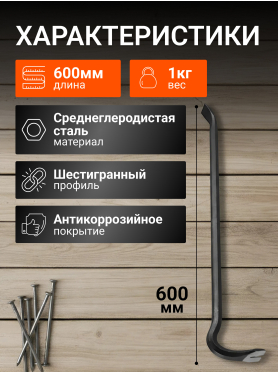 Лом-гвоздодер арматурный 16 x 600 мм STARTUL Master 
